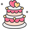 Illustration of a two-tiered cake with pink frosting, white accents, and heart decorations on a white background.

Icon from flaticon.com