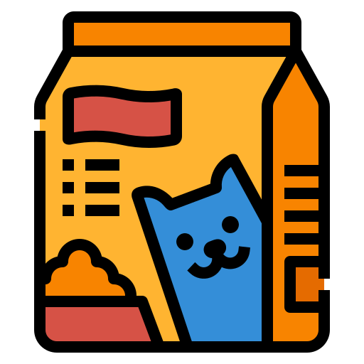 Illustration of a cat food package with a blue cat face on a yellow background

Icon from flaticon.com