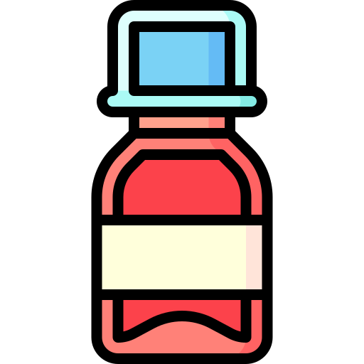 Colorful icon of a cough syrup bottle with a label on a white background

Icon from flaticon.com