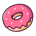 Illustration of a pink frosted donut with a white background

icon from flaticon.com