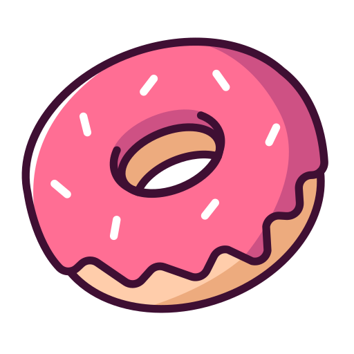 Illustration of a pink frosted donut with a white background

icon from flaticon.com