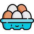 Blue egg carton with brown and white eggs inside.

Icon from magnific.com