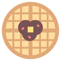 Waffle with syrup and butter in the center on a white background

Icon from magnific.com