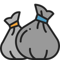 icon of garbage, trash bags with blue and yellow ties

Icon from flaticon.com