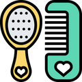 Illustration of a hairbrush and comb with heart designs on a white background

Icon from flaticon.com