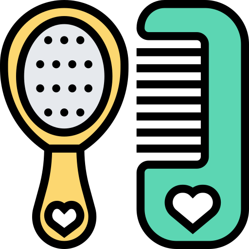 Illustration of a hairbrush and comb with heart designs on a white background

Icon from flaticon.com