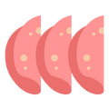 icon of three slices of lunch meat, sliced ham

Icon from flaticon.com