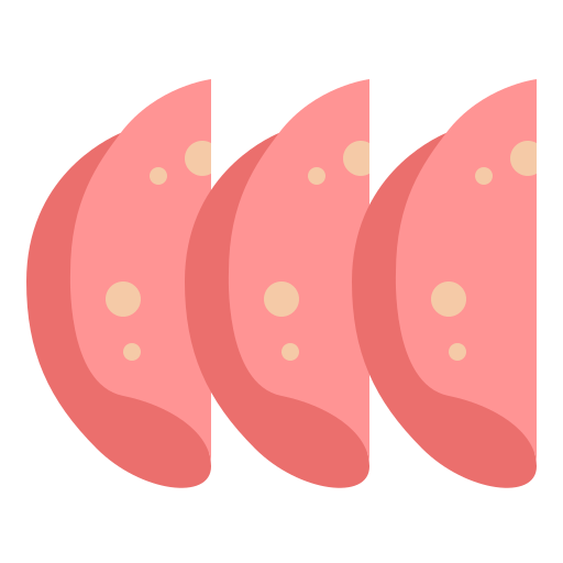 icon of three slices of lunch meat, sliced ham

Icon from flaticon.com