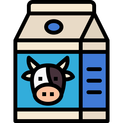 Blue and white milk carton with a cow on it.

Icon from magnific.com