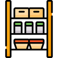 Illustration of a wooden shelf with boxes and jars on a white background

Icon from flaticon.com