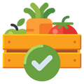Illustration of a wooden crate with vegetables and a green check mark on a white background

Icon from flaticon.com