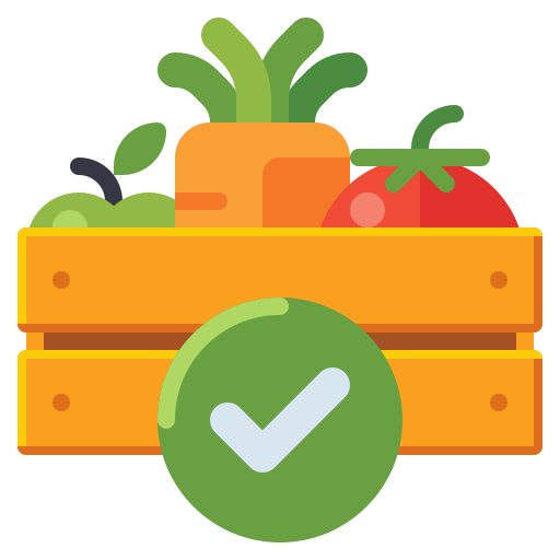 Illustration of a wooden crate with vegetables and a green check mark on a white background

Icon from flaticon.com