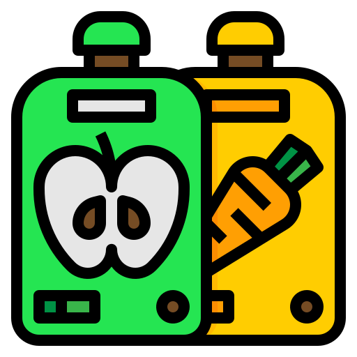 Two colorful squeeze pouches, one green with an apple icon and one yellow with a carrot icon, on a white background.

Icon from flaticon.com
