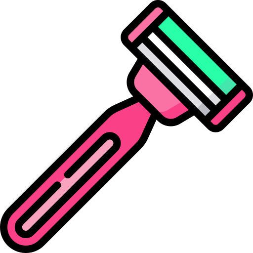 Colorful icon of a razor with pink handle and green blade on a white background

Icon from flaticon.com