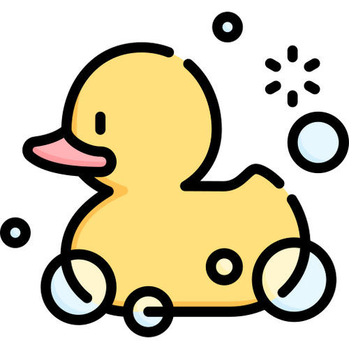 Cartoon rubber duck surrounded by bubbles on a white background

Icon from flaticon.com