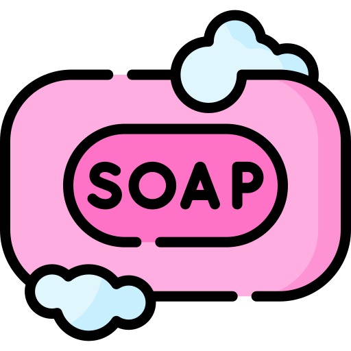 Pink soap bar with 'SOAP' text and bubbles on a white background

Icon from flaticon.com