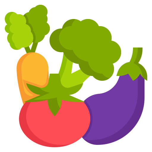 Illustration of colorful vegetables including a carrot, broccoli, tomato, and eggplant on a white background.

Icon from flaticon.com
