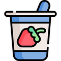 blue and white yogurt container with a strawberry on it.

Icon from magnific.com