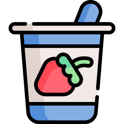 blue and white yogurt container with a strawberry on it.

Icon from magnific.com